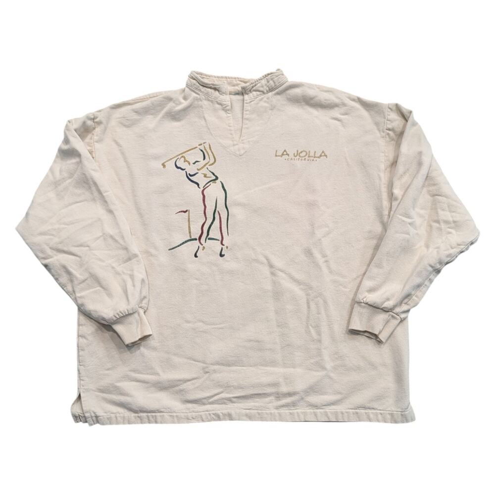 90s La Jolla California Golf Canvas Long-sleeve Pullover Top